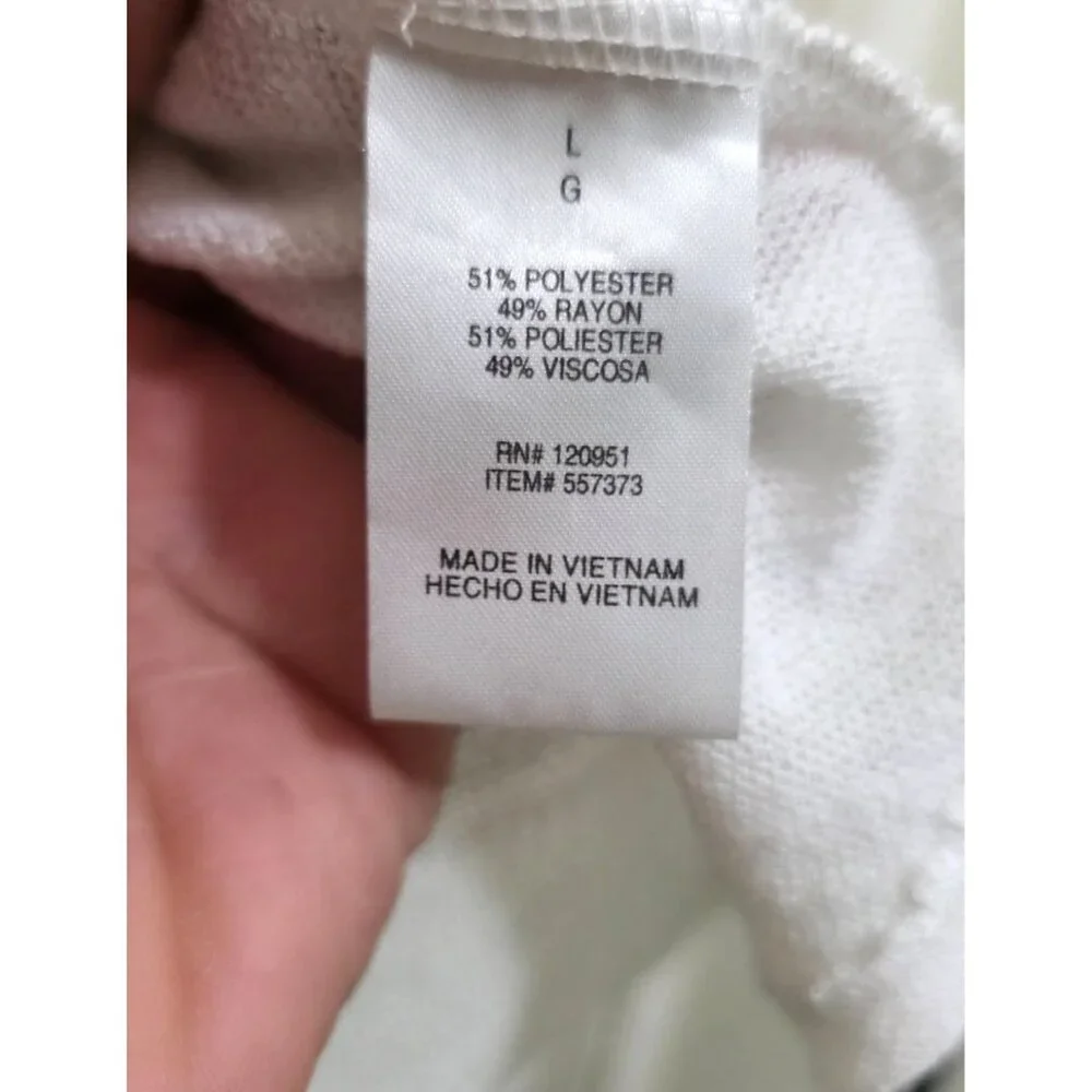 Olive & Oak White Knit Long Sleeve Women's Top L Lightweight Rayon/Polyester Ble
